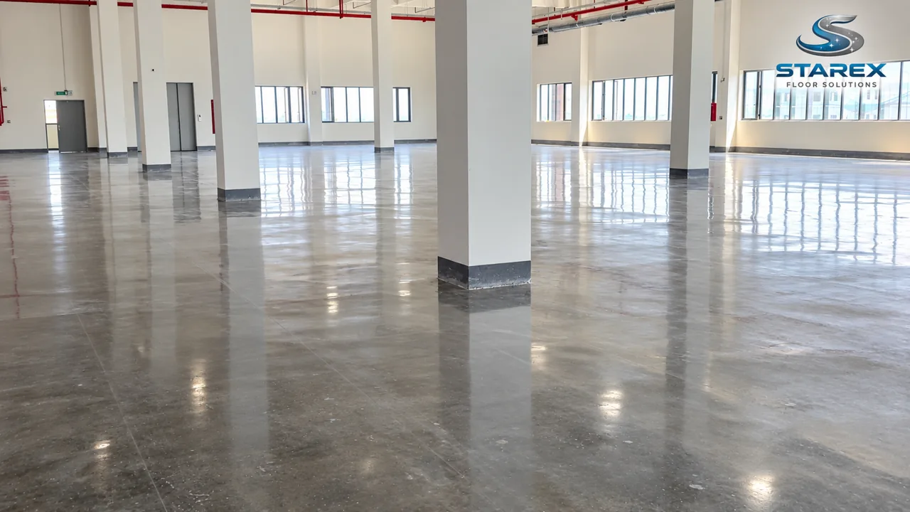 Bề mặt sàn hardener sau mài hoàn thiện tại Hoa Nghiêm, Tây Ninh